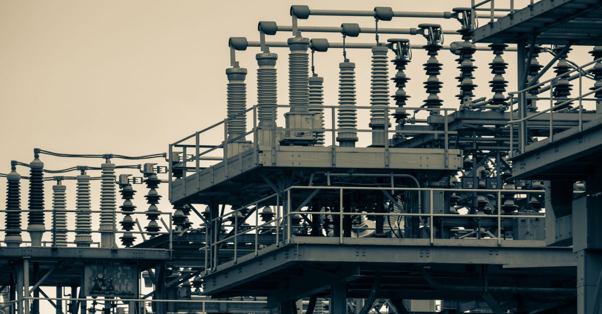 Detailed view of an industrial power station structure in New York City.